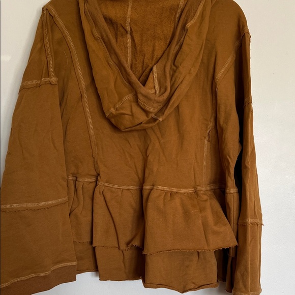 Easel Tan Peplum Hoodie Sweatshirt - Picture 7 of 9